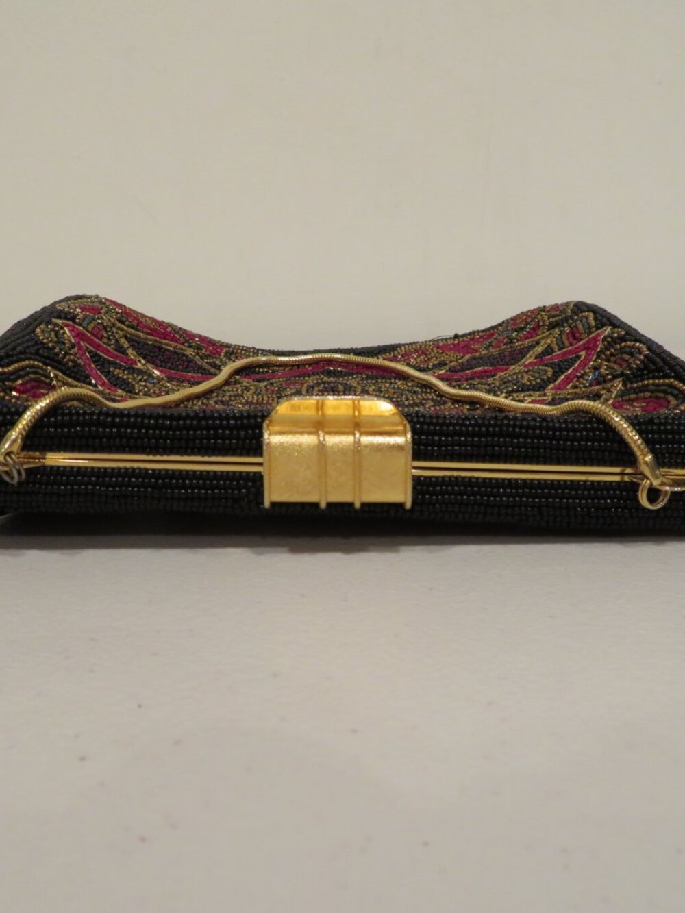 Walborg Black Red Iridescent Beaded Ornate Purse - Picture 10 of 16